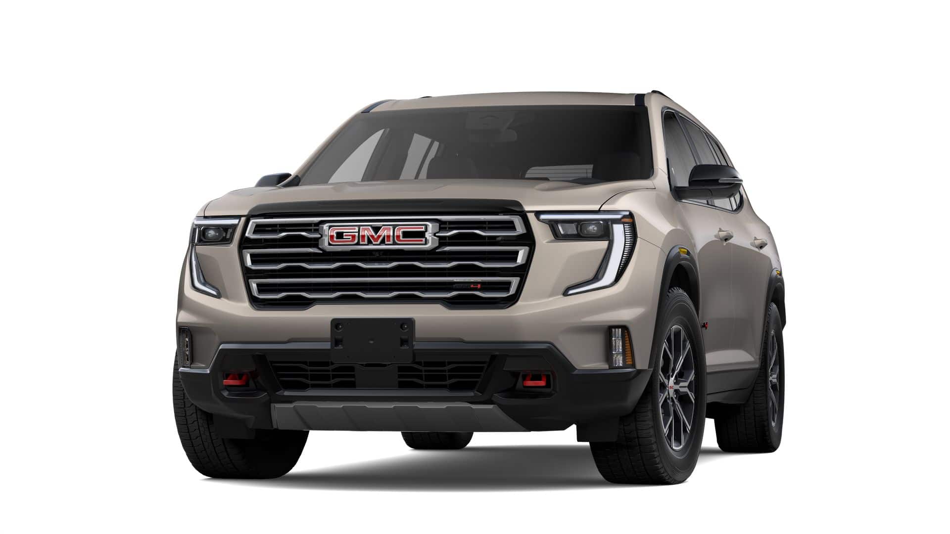 2026 GMC Acadia AT4 in Riverstone Metallic — front three-quarter view
